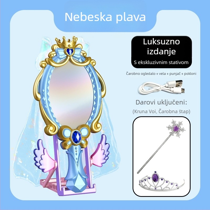 AI pametno ogledalo za učenje s prepoznavanjem glasa, Wi‑Fi i punjivom baterijom — interaktivna edukativna igračka za djecu 7–14 godina, tema oblačenja princeze