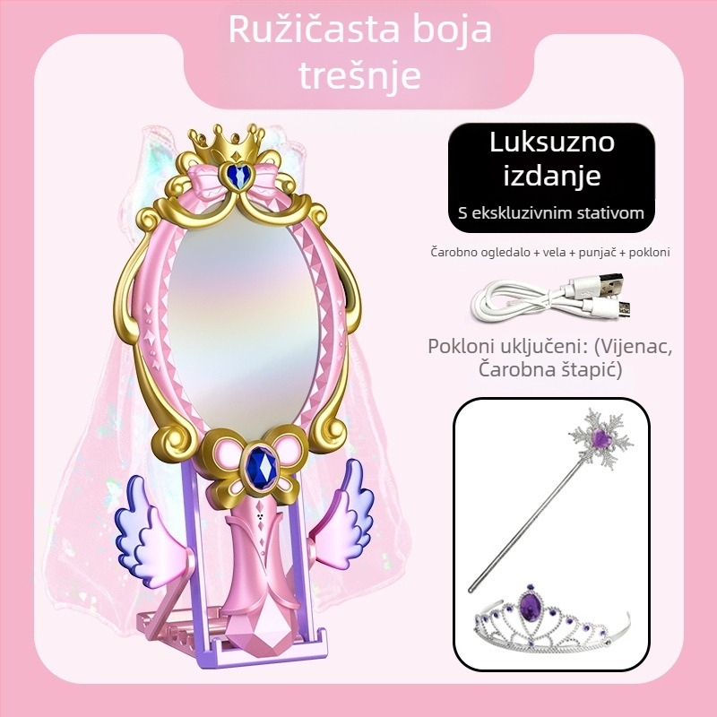 AI pametno ogledalo za učenje s prepoznavanjem glasa, Wi‑Fi i punjivom baterijom — interaktivna edukativna igračka za djecu 7–14 godina, tema oblačenja princeze