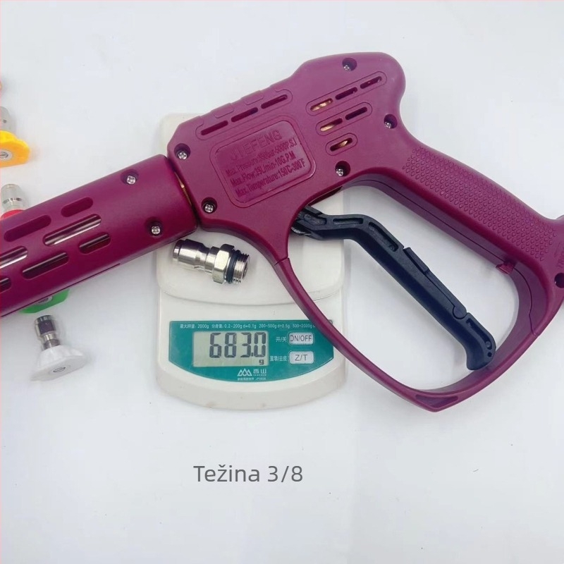 Visokotlačni pištolj za pranje automobila, glava od bakra, plastična drška, težina 2 kg