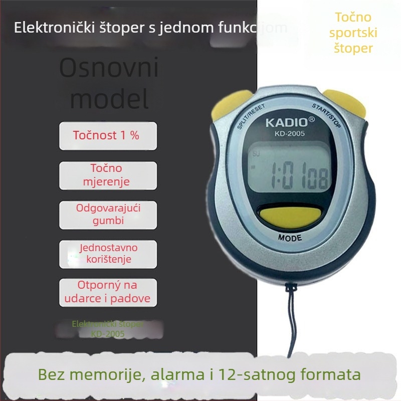 KD-2005 elektronička štoperica, ABS kućište, digitalni tajmer, za trčanje, skakanje konopcem i košarku
