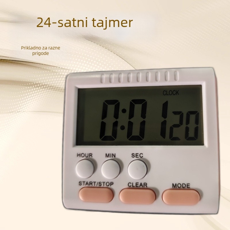 Veliki digitalni štoper s odbrojavanjem vremena, alarmom, kronografom i svjetskim vremenom – LCD zaslon, elektronički pogon, napajanje baterijom