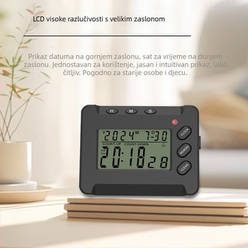 Digitalni kuhinjski timer s LCD zaslonom, elektronički mehanizam, ABS kućište, alarm, magnetska ugradnja