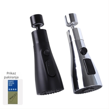 Glava za kuhinjsku slavinu s tri brzine povećanja tlaka i sprječavanja prskanja, 720° rotacija, ABS + nehrđajući čelik, navojno pričvršćivanje