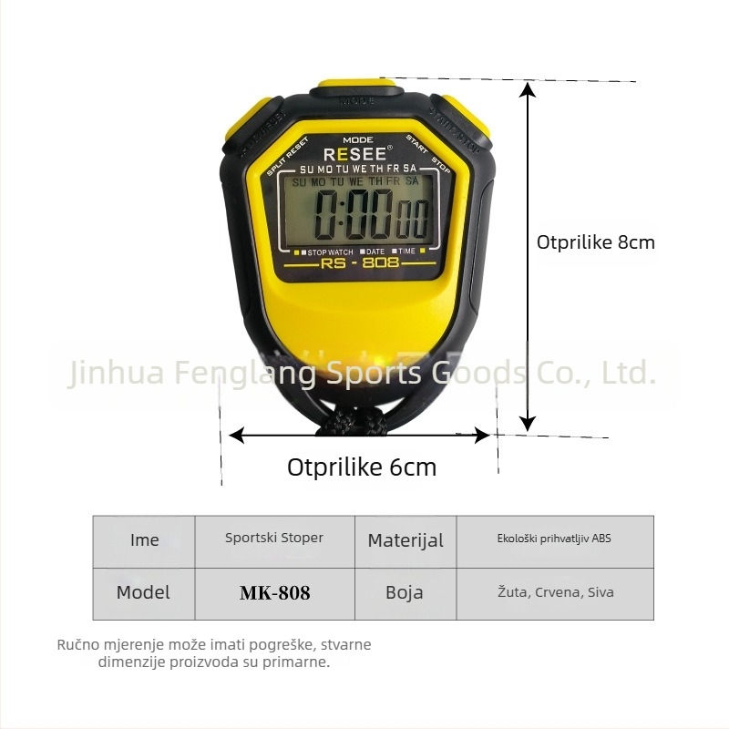 Elektronički sportski štoper s ABS kućištem, protuklizna površina, težina 27 g, model BF-808