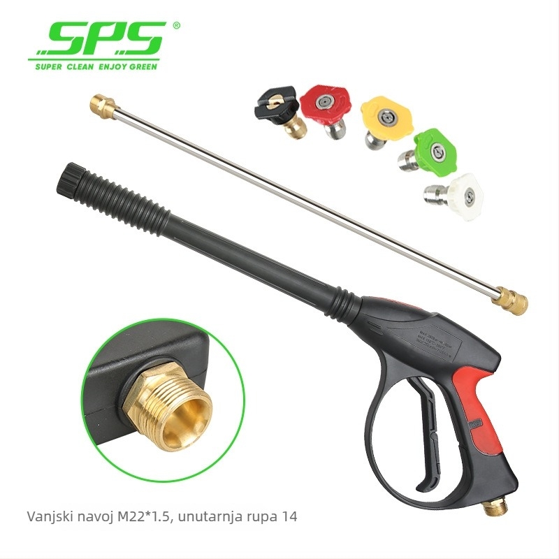 Pistol visokotlačnog pranja SPS Lion King, bakrena glava, ručka od gume i inženjerske plastike, raspršivanje do 10 m, tlak 280 bar / 4000 PSI, težina 0,91 kg