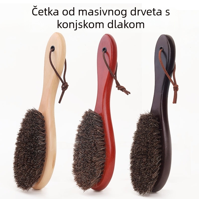 Četka za cipele s dugom drškom od drveta, konjska dlaka, za čišćenje i poliranje