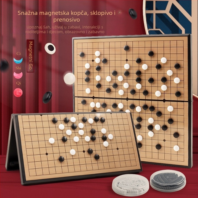 Magnetsko Go i Gomoku 2-u-1 – prijenosna sklopiva ploča, plastična edukativna igra za uzrast 4–35