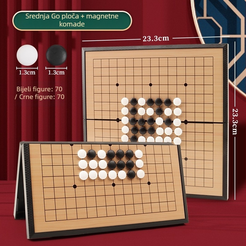 Magnetsko Go i Gomoku 2-u-1 – prijenosna sklopiva ploča, plastična edukativna igra za uzrast 4–35