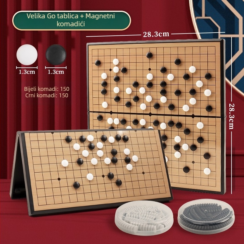 Magnetsko Go i Gomoku 2-u-1 – prijenosna sklopiva ploča, plastična edukativna igra za uzrast 4–35