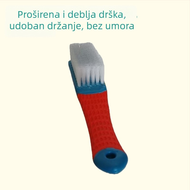 Četka za cipele s produženom silikonskom zakrivljenom držalu protiv klizanja, mekane dlačice, četka s plastičnim vlaknima za višestruko čišćenje