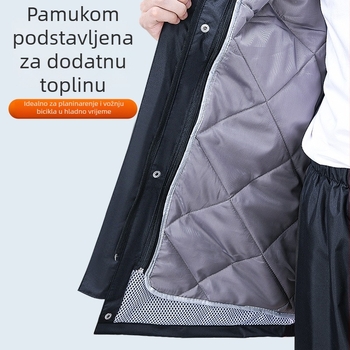 Split kiša kaput i hlače set za odrasle vozače električnih bicikala, univerzalni stil, tkanina Chunya spinning, PVC vodootporni sloj, tiskano logo, težina 2000 g.