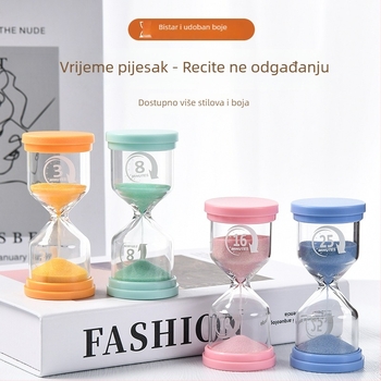 Klepsidra u obliku makrona, svijetleća, od borosilikatnog stakla, ručno puhana