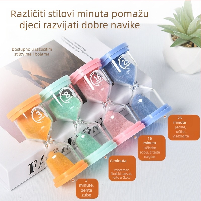 Klepsidra u obliku makrona, svijetleća, od borosilikatnog stakla, ručno puhana