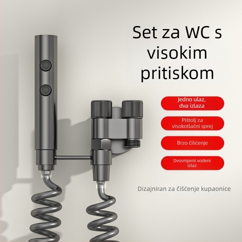 Set pištolj za tuširanje WC-a s bakrenim tijelom, spiralni priključak, za kućnu upotrebu (Radni tlak 2; unutarnji promjer 4)