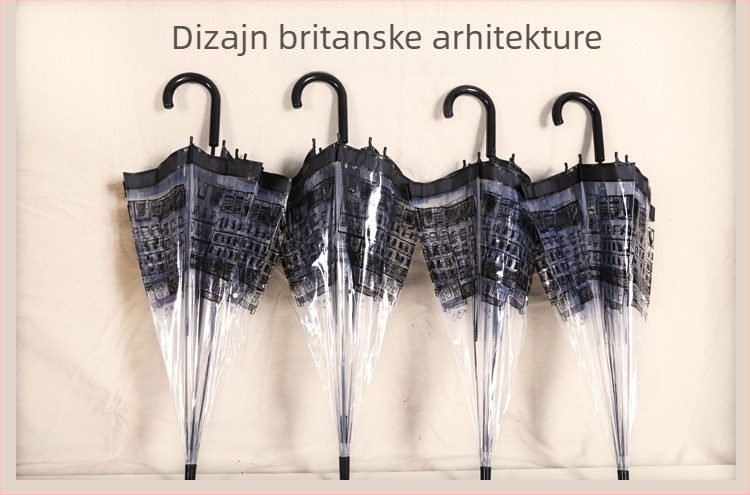 Automatsko otvaranje, duga drška, klasični stil; Materijal krova: plastika; Gustoća tkanine: 170T; Materijal rebara: legura; Materijal šipke: legura