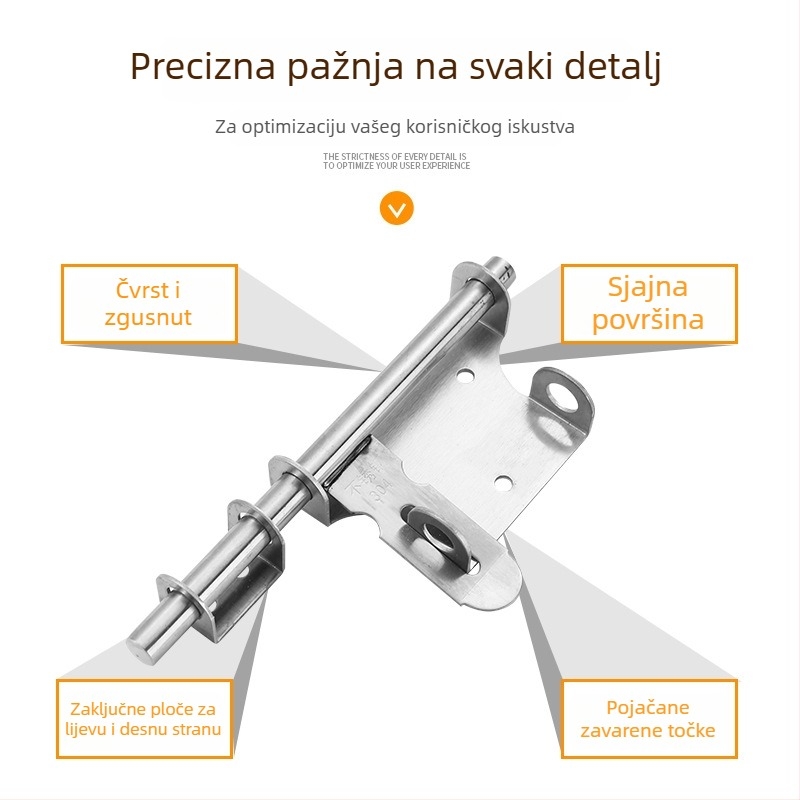 Čep vrata Type A, 304 nehrđajući čelik, univerzalno lijevo-desno, model 080, polirani završetak