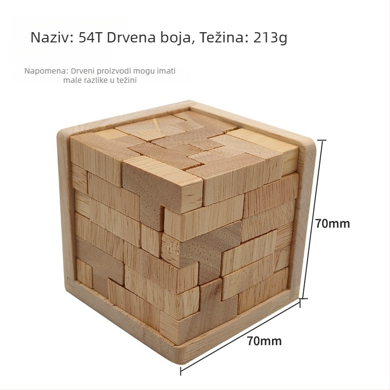 Drveni Luban ključ-puzle — 54T, inspiriran Tetrisom, za odrasle i tinejdžete od 14 godina, olakšava stres, blister pakiranje