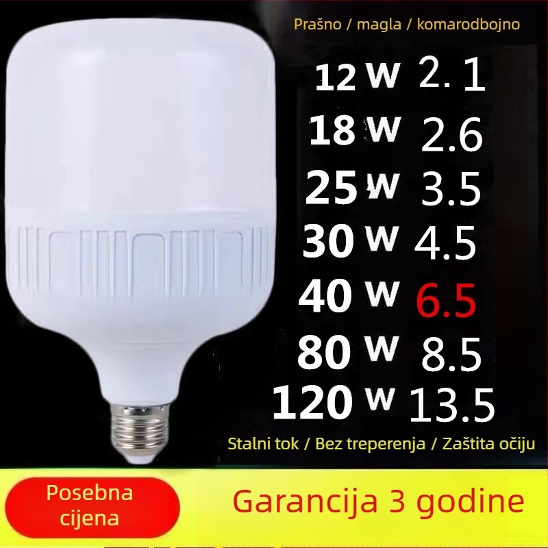 LED žarulja s E27 utičnicom, 220V, IP43 zaštita, vijek trajanja 100000 h