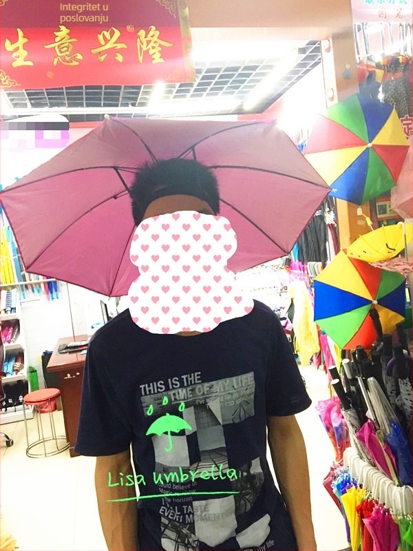 Kapa-kišobran s logom, poliester krova, aluminijski okvir, 8 rebara, ručno otvaranje