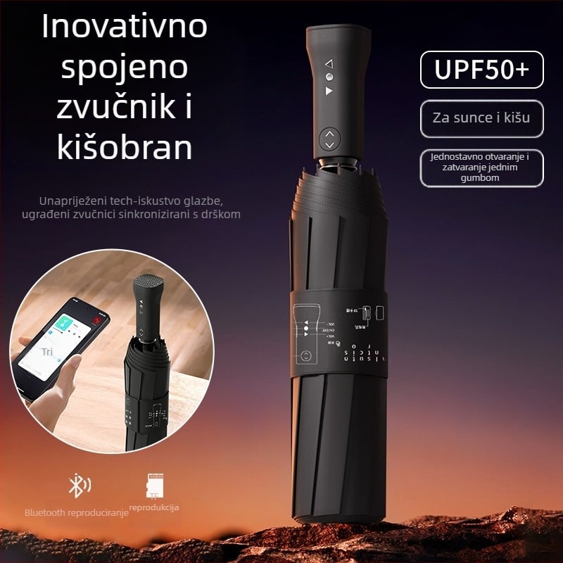 Automatski sunčani kišobran s 10 rebara, okvir od željeza, drška od željeza, platno vinil 280T