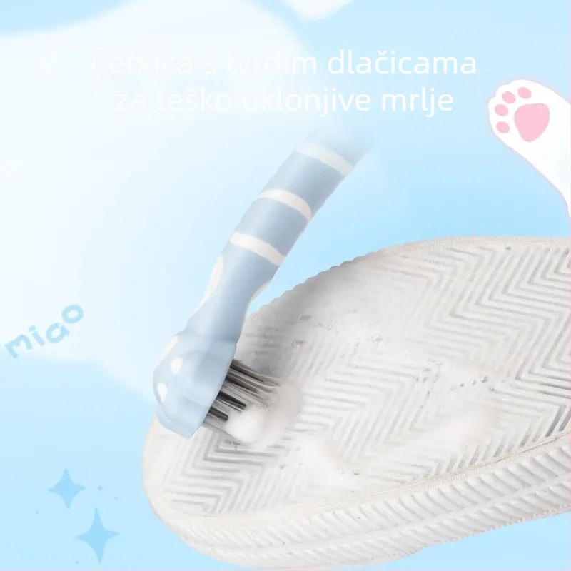 Miaojie dvostruka četka za cipele – dvostrana s mekim i tvrdim dlačicama, dugački držak, za kućnu upotrebu