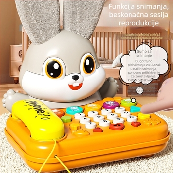 Edukativna dječja igračka: dvojezični zeko-telefon, glazba, priče i pjesme, digitalni algoritmi; napajanje baterijama, plastična konstrukcija; za djecu od 0–3 godina.