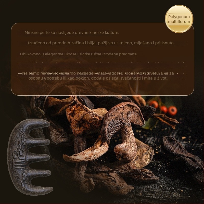 Drveni češalj s Polygonum multiflorum za masažu vlasišta i stimulaciju meridijana – Tradicionalna kineska medicina