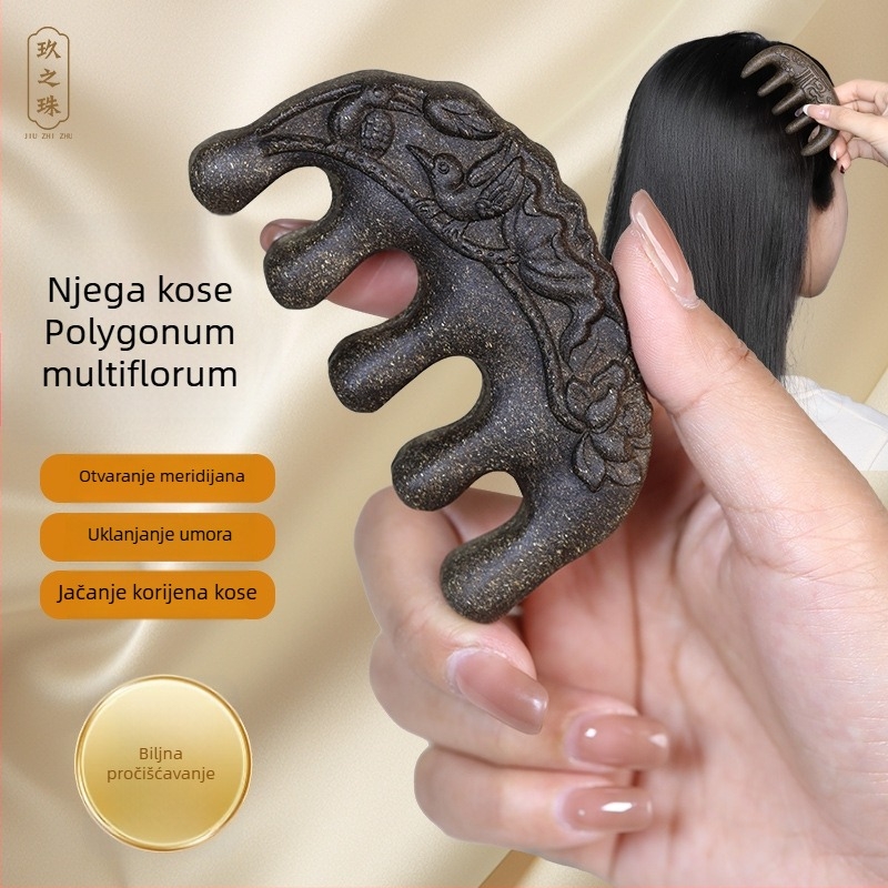 Drveni češalj s Polygonum multiflorum za masažu vlasišta i stimulaciju meridijana – Tradicionalna kineska medicina