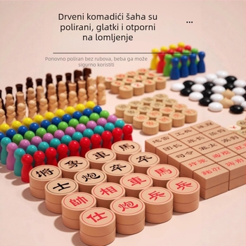 Geming Sve-u-Jedno Edukativna Dječja Društvena Igra: Ploča s više igara na jednoj – Leteći Šah, Dama, Go, Backgammon i Šah; Edukativna, Interaktivna, Potiče roditelje i djecu da komuniciraju; Pogodno za uzrast 0–3 godina.