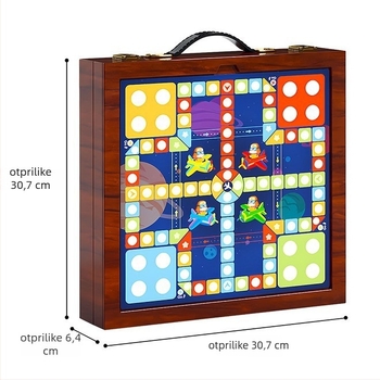 Geming Sve-u-Jedno Edukativna Dječja Društvena Igra: Ploča s više igara na jednoj – Leteći Šah, Dama, Go, Backgammon i Šah; Edukativna, Interaktivna, Potiče roditelje i djecu da komuniciraju; Pogodno za uzrast 0–3 godina.