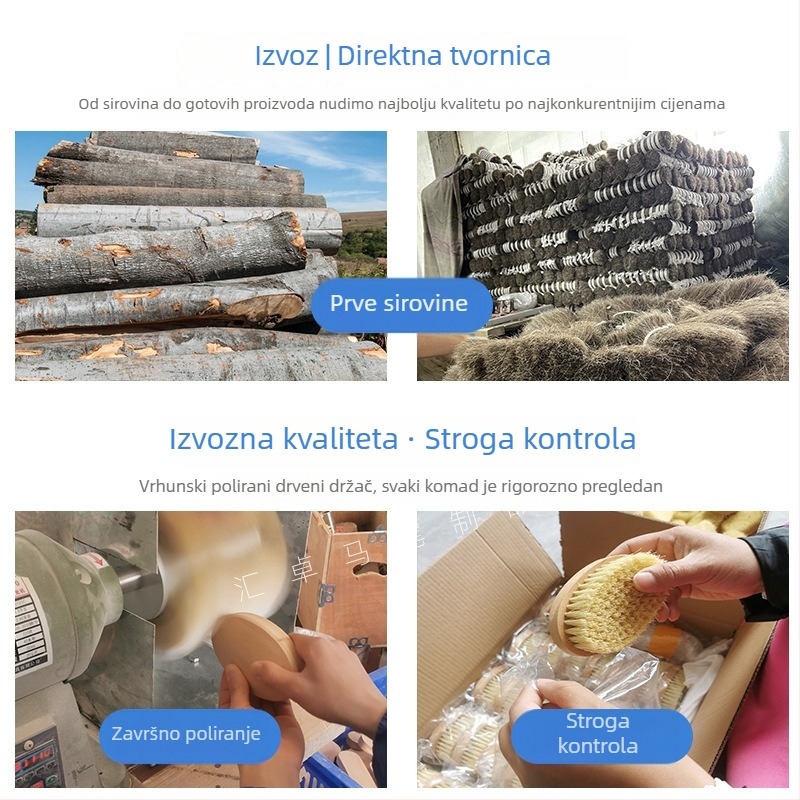 Četka za cipele s zakrivljenom drškom od bukovog drveta i dlakama konjske dlake za njegu i dezinfekciju kože; mogućnosti prilagodbe