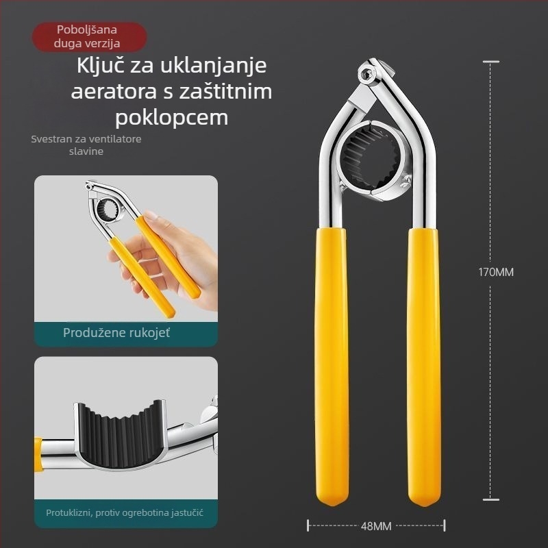 Alat za uklanjanje aeratora slavine s kliještima – karbonska čeljust/plastika, moderni minimalistički dizajn, Jiang self-flow