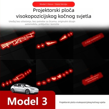 Tesla Model 3/Y visoko postavljena projekcijska ploča za kočnice – dekorativna naljepnica za stražnja svjetla, imitacija karbonskih vlakana, geometrijski uzorak, instalacija usisnom čašom, prilagodljivo