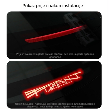 Tesla Model 3/Y visoko postavljena projekcijska ploča za kočnice – dekorativna naljepnica za stražnja svjetla, imitacija karbonskih vlakana, geometrijski uzorak, instalacija usisnom čašom, prilagodljivo