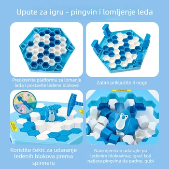 Dječja društvena igra s pingvinom koji probija led – za dva igrača, edukativni puzzle, interaktivno razmišljanje