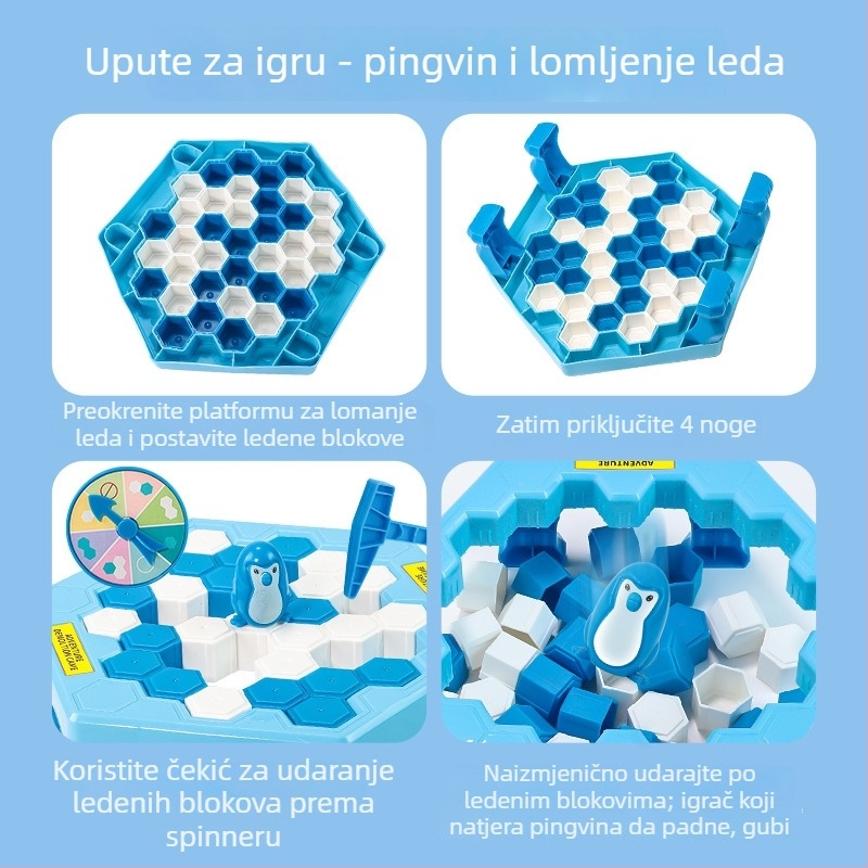 Dječja društvena igra s pingvinom koji probija led – za dva igrača, edukativni puzzle, interaktivno razmišljanje