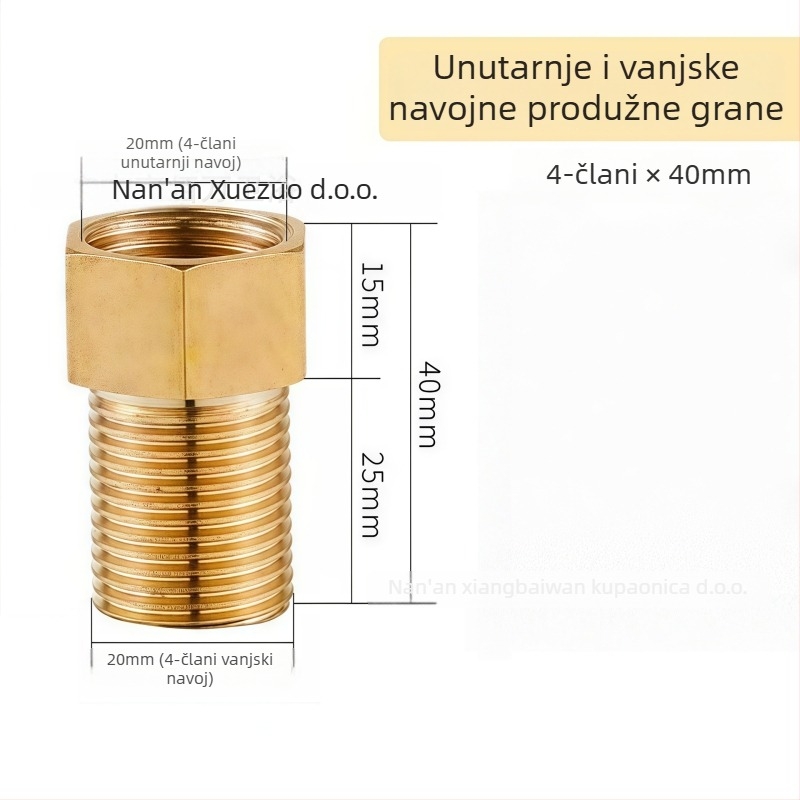 Bakreni produžni spoj za slavinu s unutarnjim i vanjskim navojem