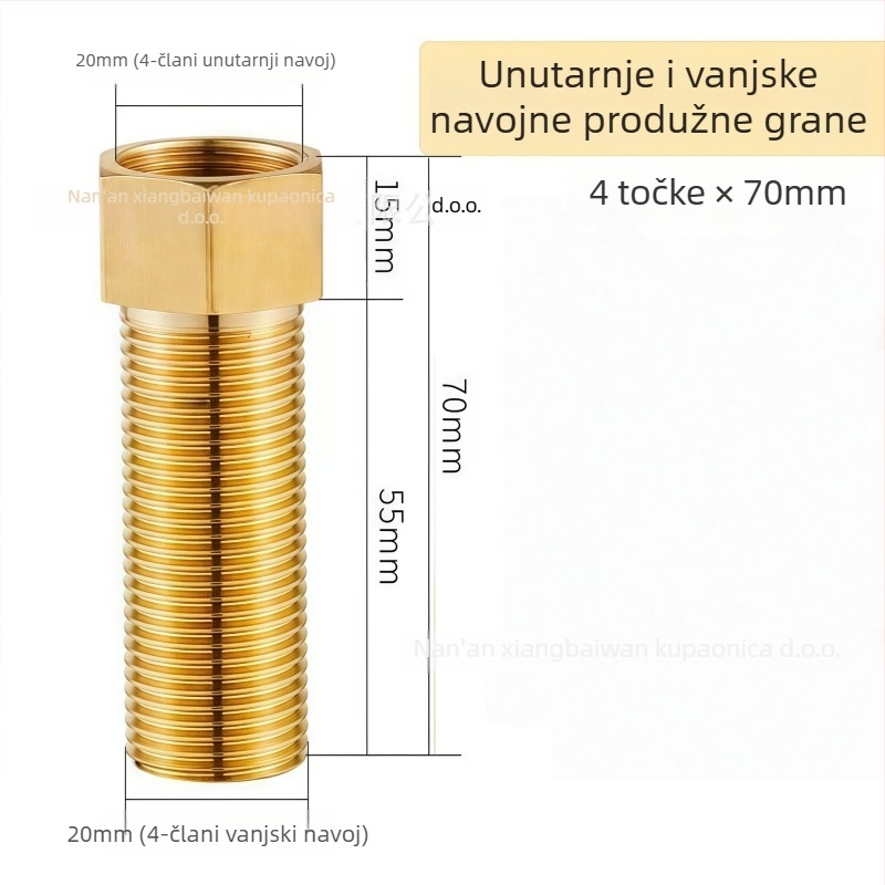Bakreni produžni spoj za slavinu s unutarnjim i vanjskim navojem