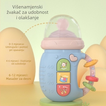 Električna bebi igračka sa svjetlima i glazbom, uspavljujuća bočica zvončić, bilingvalna rana edukacija za djecu 0–3 godine