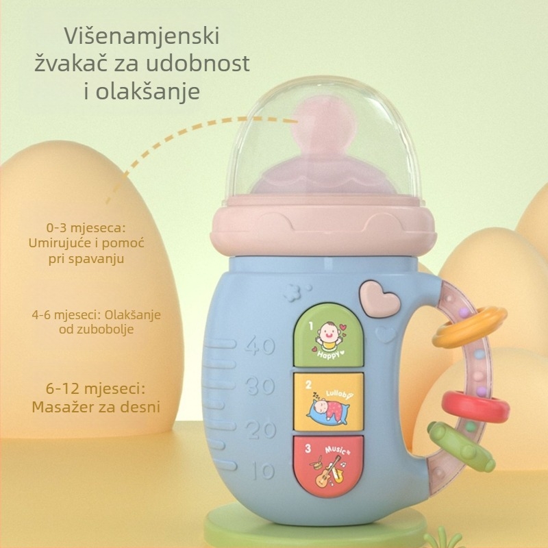 Električna bebi igračka sa svjetlima i glazbom, uspavljujuća bočica zvončić, bilingvalna rana edukacija za djecu 0–3 godine