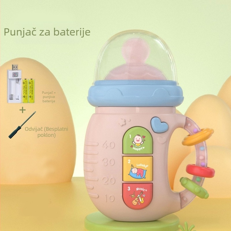 Električna bebi igračka sa svjetlima i glazbom, uspavljujuća bočica zvončić, bilingvalna rana edukacija za djecu 0–3 godine