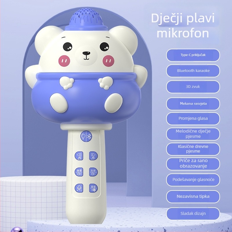 Edukativni dječji mikrofon s ugrađenim zvučnikom i Bluetooth mašinom za pjevanje (Bluetooth • litijeva baterija • bez memorije • plastično kućište)
