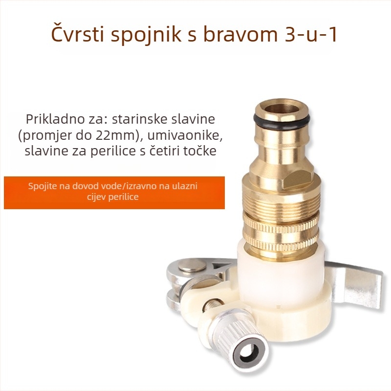 Vimus bakreni 3-u-1 spojnik za vodovodnu cijev – snažan zaključavač, adapter za perilicu rublja
