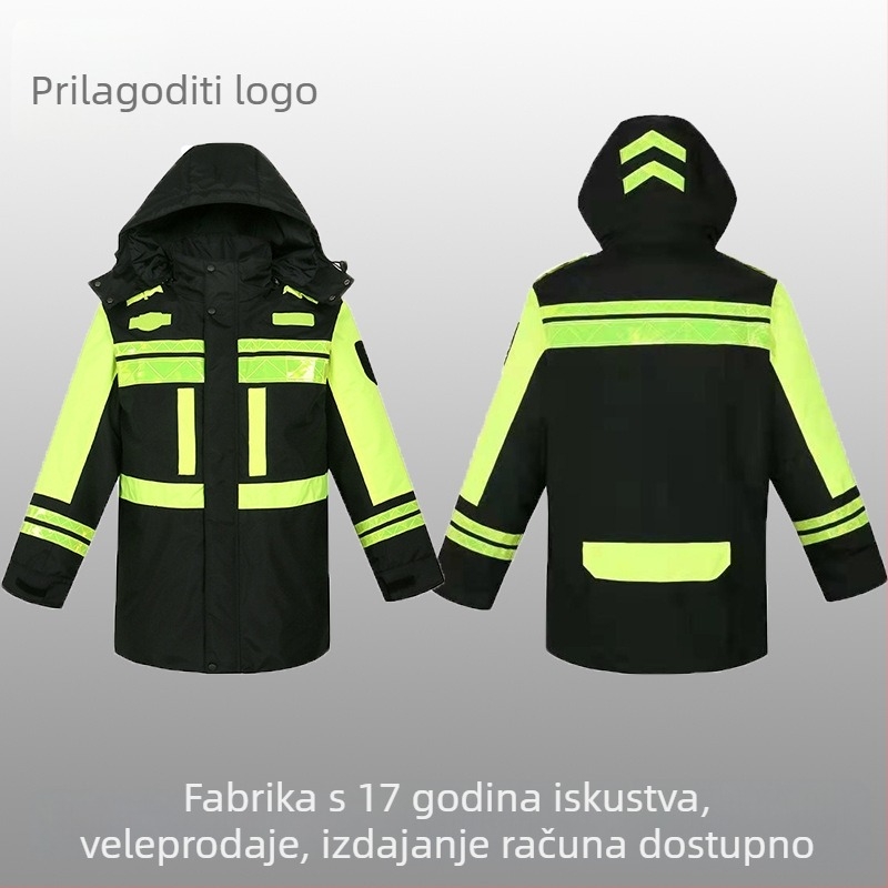 Pončo kišnog i zimskog tipa s debelim pamukom slojem, reflektirajući detalji, odvojiva pamukna podstava (Oxford tkanina)