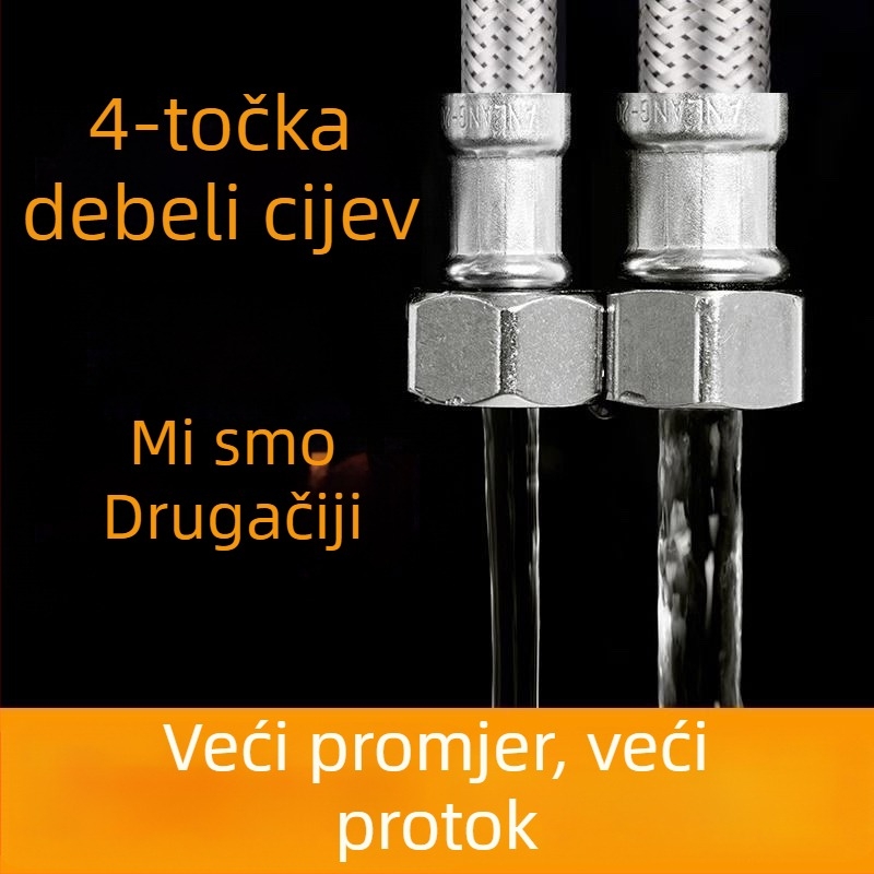Smart Bath pleteni vodovodni priključak od nehrđajućeg čelika 304 za dovod vode do WC grijača, moderni minimalistički stil
