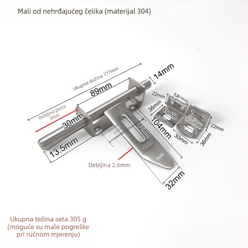 Gujiu Jian Premium Mortise Lock – Vrata Buckle-Type brava, Nehrđajući čelik, Model: Premium Mortise Lock, Završna obrada: Mehaničko poliranje