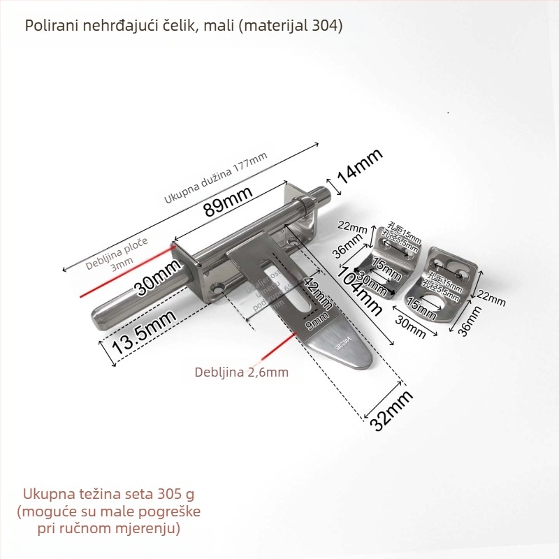Gujiu Jian Premium Mortise Lock – Vrata Buckle-Type brava, Nehrđajući čelik, Model: Premium Mortise Lock, Završna obrada: Mehaničko poliranje