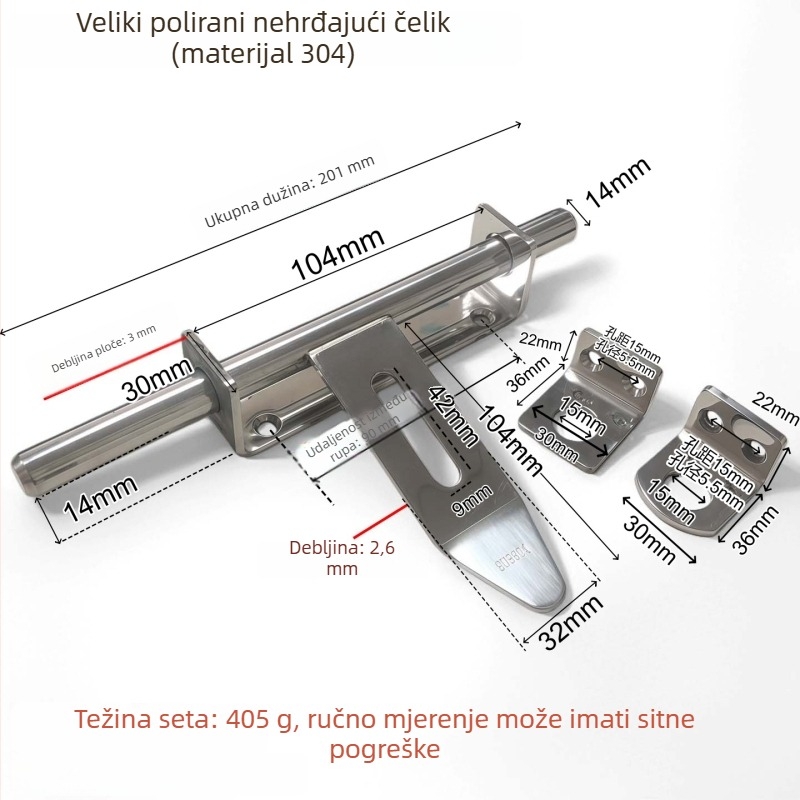Gujiu Jian Premium Mortise Lock – Vrata Buckle-Type brava, Nehrđajući čelik, Model: Premium Mortise Lock, Završna obrada: Mehaničko poliranje