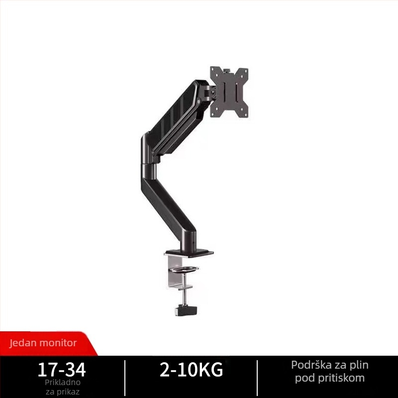 Držač monitora s robotskim ramenom – univerzalna prilagodba, stolna stezaljka, prilagodba u više kutova, aluminijska konstrukcija