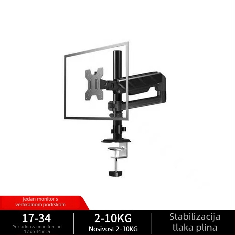 Držač monitora s robotskim ramenom – univerzalna prilagodba, stolna stezaljka, prilagodba u više kutova, aluminijska konstrukcija